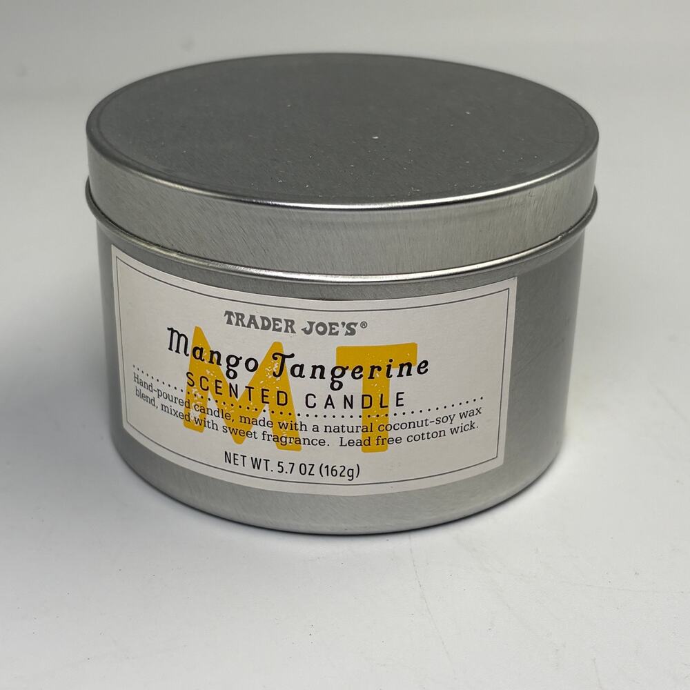 Trader Joe’s Mango Tangerine Scented Candle 5.7 oz Tin Unburned New